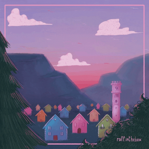 raffinthebox giphyupload animation pastel sunset GIF
