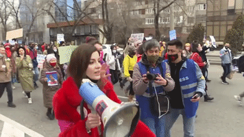 Kazakh Demonstrators Mark International Women's Day With Almaty March
