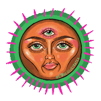 ebrulillustrates art pink trippy sun Sticker