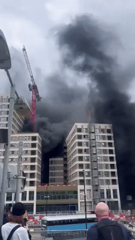 Large Fire Breaks Out at Housing Construction Site in East London