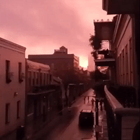 Sky Lights Up Pink as Hurricane Zeta's Eye Hits New Orleans