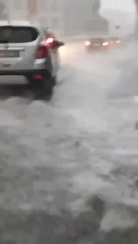 Motorist Drives Through Intense Hailstorm in Legnano