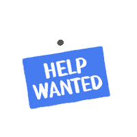 Digital art gif. Blue sign swings on a hook over a transparent background. One side says, “Help wanted.” The sign flips and reads, “Election workers needed in North Carolina.”