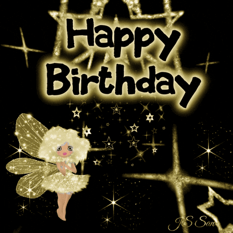 Saftness giphyupload happy birthday gif fairy birthday gif flying stars gif GIF