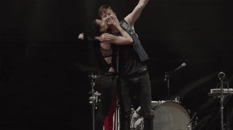 matt and kim crotch grab GIF by GOVBALL NYC