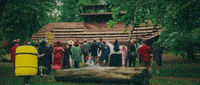 dsvltavan crowd minion costumes approaching GIF