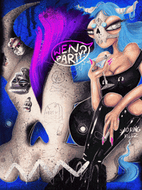 narisofka party illustration nft skull GIF
