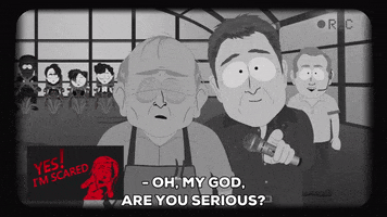 yes im scared black and white GIF by South Park 
