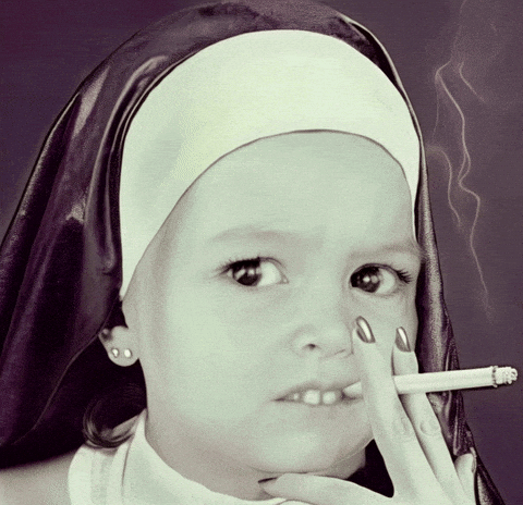 ageofllms giphyupload nun smoking nun weird face meme GIF