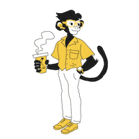 primatedigital coffee digital cafe monkey Sticker