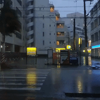 Wind and Rain From Typhoon Trami Lash Okinawa's Naha City