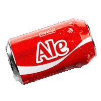 Sponsored gif. A red can of Coca-Cola with the name "Ale" spins horizontally. 