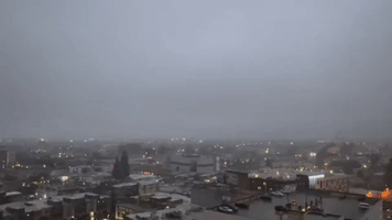 View of San Francisco From Oakland Hidden by Rain and Fog