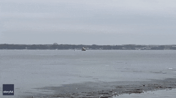 Airboat Chases Dog Off Frozen Wisconsin Lake
