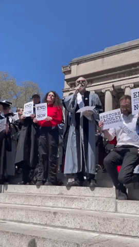 Columbia Professors Address Crowd Amid Faculty Walkout Over Arrest of Pro-Palestine Protesters