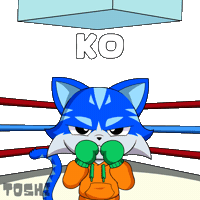 Fight Knockout Sticker by Toshithecat
