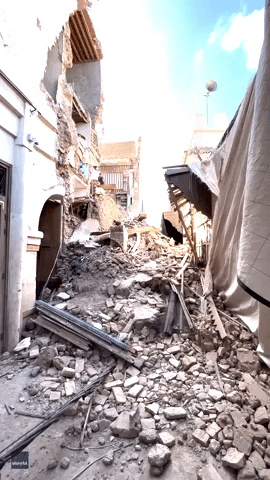 Earthquake Leaves Piles of Rubble From Destroyed Buildings in Marrakech