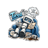 Tired Cartoon Character Sticker by Digi 995