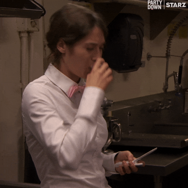 Scared Lizzy Caplan GIF by Party Down