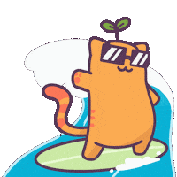 Cat Hang Ten Sticker by Castaways