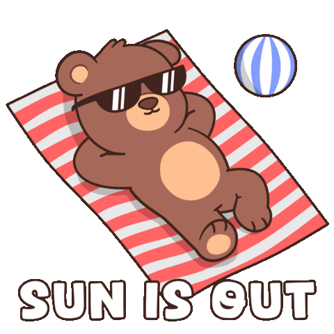 Sunbathing Teddy Bear Sticker by BEARISH