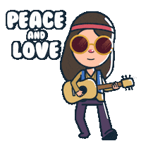 EduSilvArt love amor peace guitar Sticker