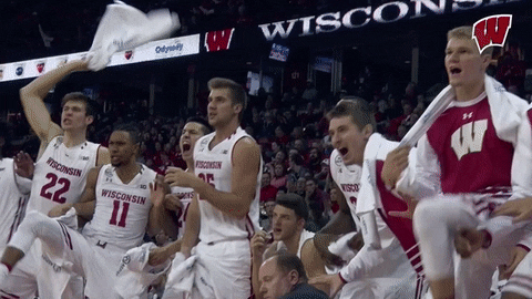 Happy College Basketball GIF by Wisconsin Badgers