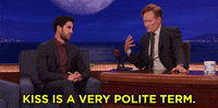 darren criss kiss GIF by Team Coco