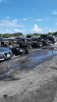 Fire Destroys Multiple Vehicles at Miami Dolphin's Season Opener in Florida