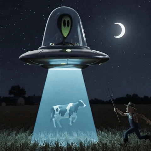 Flying Saucer Cow GIF by Lonely Aliens