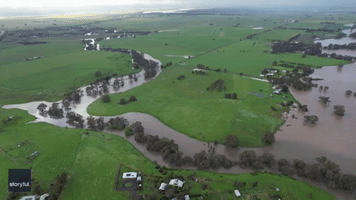 Drone Footage Shows Extent of Flooding in Victorian Town