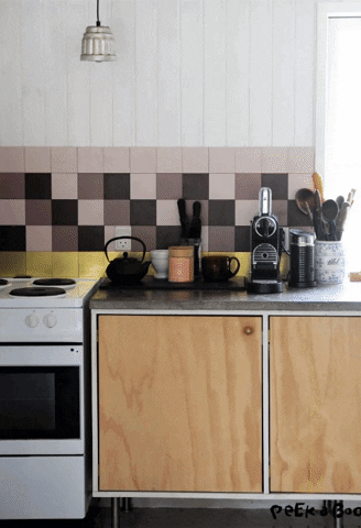 lenenissen giphygifmaker tiles in kitchen GIF