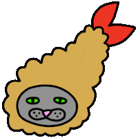 Fried Shrimp Cat Sticker by CONTROL CENTER