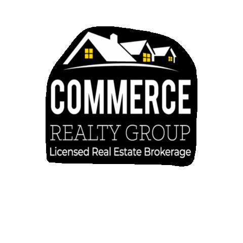 Commercerealtygroup giphygifmaker logo bouncy white and black Sticker