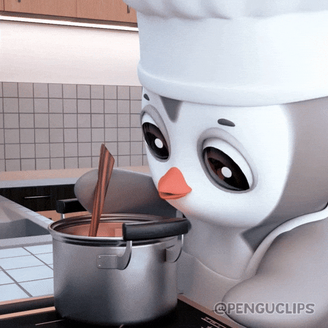 Penguclips cooking adorable chef pengu GIF
