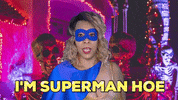 ComedianHollyLogan halloween mask superhero comic GIF
