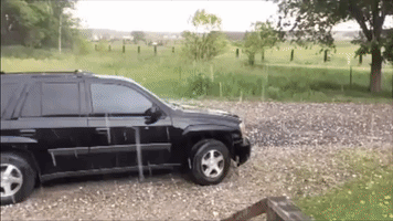Slow-Motion Footage Shows Large Hail Bouncing Off Cars in Central Wyoming