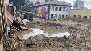 Crater Seen Outside Kyiv Kindergarten as Capital Targeted
