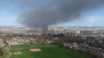 Smoke From Fire in Pickering, Ontario, Slows Traffic on Highway 401