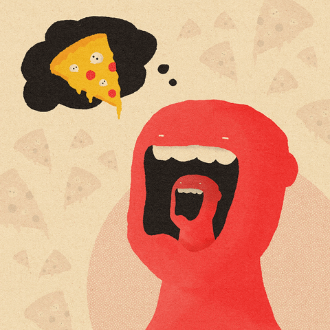 clichedraws giphyupload pizza mouth starving GIF
