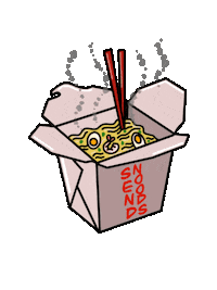 fourfaced eggs noodles shrimp chinese food Sticker