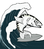 EauLarge surf poisson vague planche Sticker