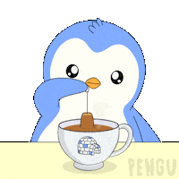 Tell Me More Cup Of Tea Sticker by Pudgy Penguins