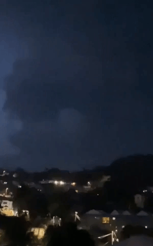 Volcanic Lightning Illuminates Night Sky in St Vincent