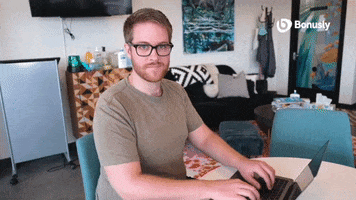 bonusly wink working typing bonusly GIF
