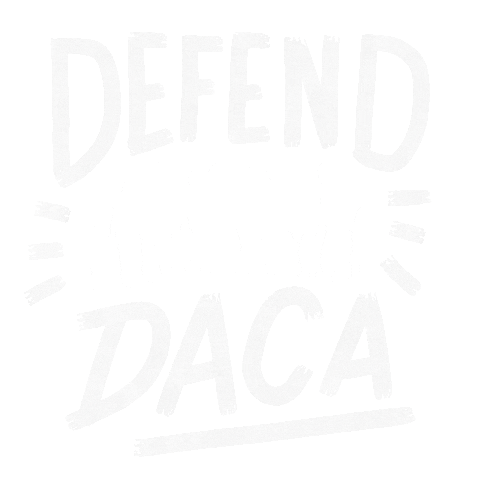 Text gif. Silhouette of a group of families surrounded by the phrase "Defend Daca!"