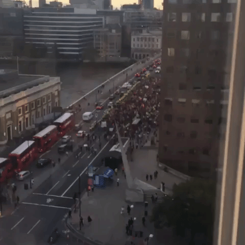 Journalist Captures View of Protesters from News UK Building in London