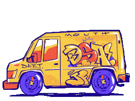 josfer skull graffiti mouth spray Sticker
