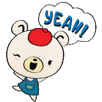 MYArtInternational happy excited yeah bear Sticker