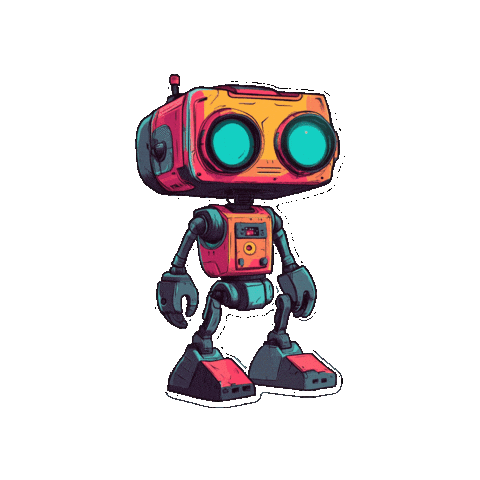 Cute Robot Sticker by Preneura